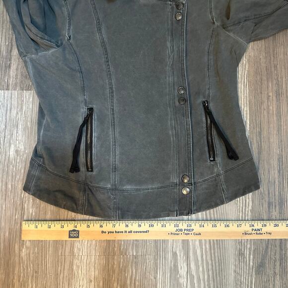 Anthropologie Marrakech Moto Jacket Gray Womens  Size Medium Pockets Zipper Snap - Picture 6 of 10